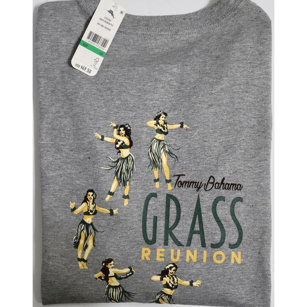 NWT TOMMY BAHAMA Men's Grass Reunion T-Shirt Heather Grey Size L
